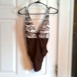NWT Christina brown and white bathing suit